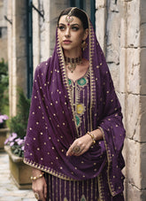 Fantastic Embroidered Work Salwar Suit in Purple Colour